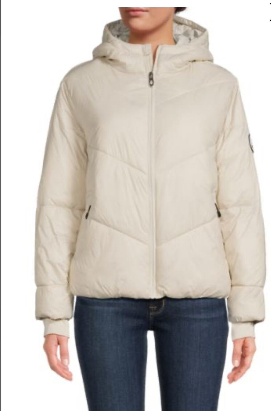 Spyder MoonBeam Cream Puffer Hooded Jacket M
